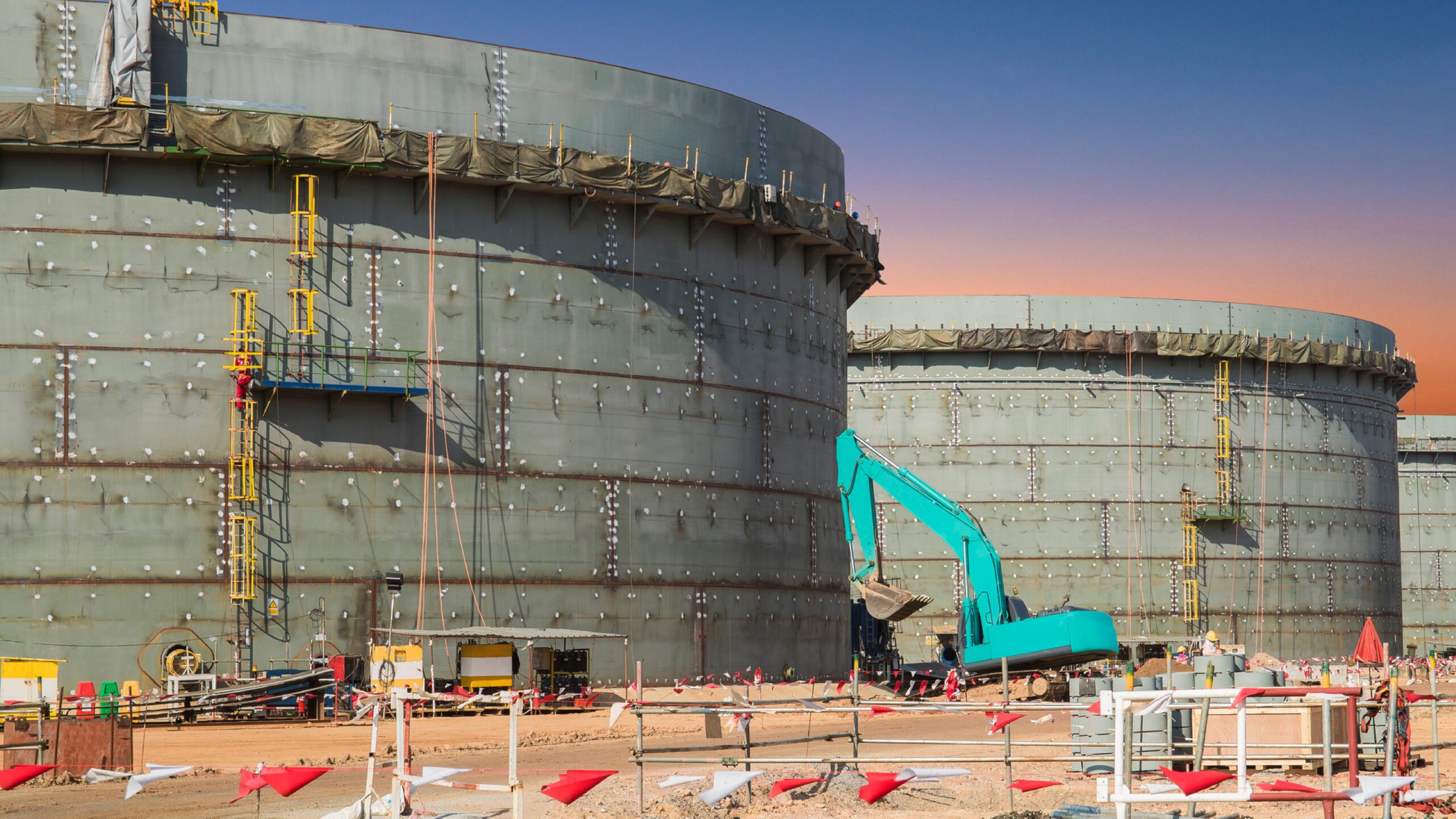 Construction site of storage tanks